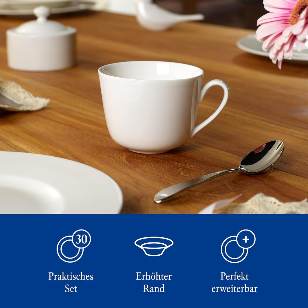 Villeroy & Boch – Twist White Geschirrset 30 Teilig Für 6 Personen, Spülmaschinenfest, Mikrowellensicher, Teller Set, Geschirr, Tafelservice, Kombiservice, Modernes Service Aus Porzellan Seturi vesela masa Naty Shop