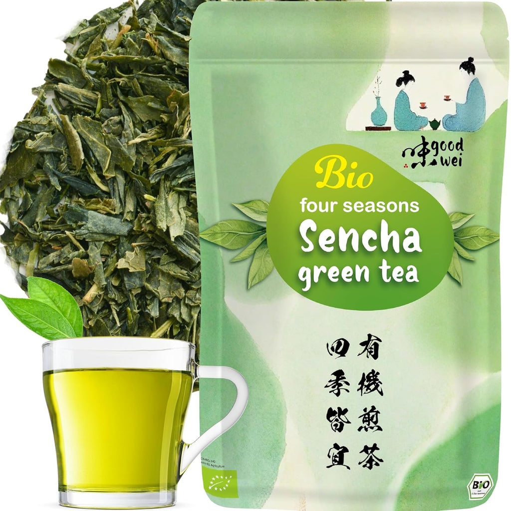 Goodwei Sencha Ceai verde organic Four Seasons - Ceai verde aromat, ușor amar, 250 g