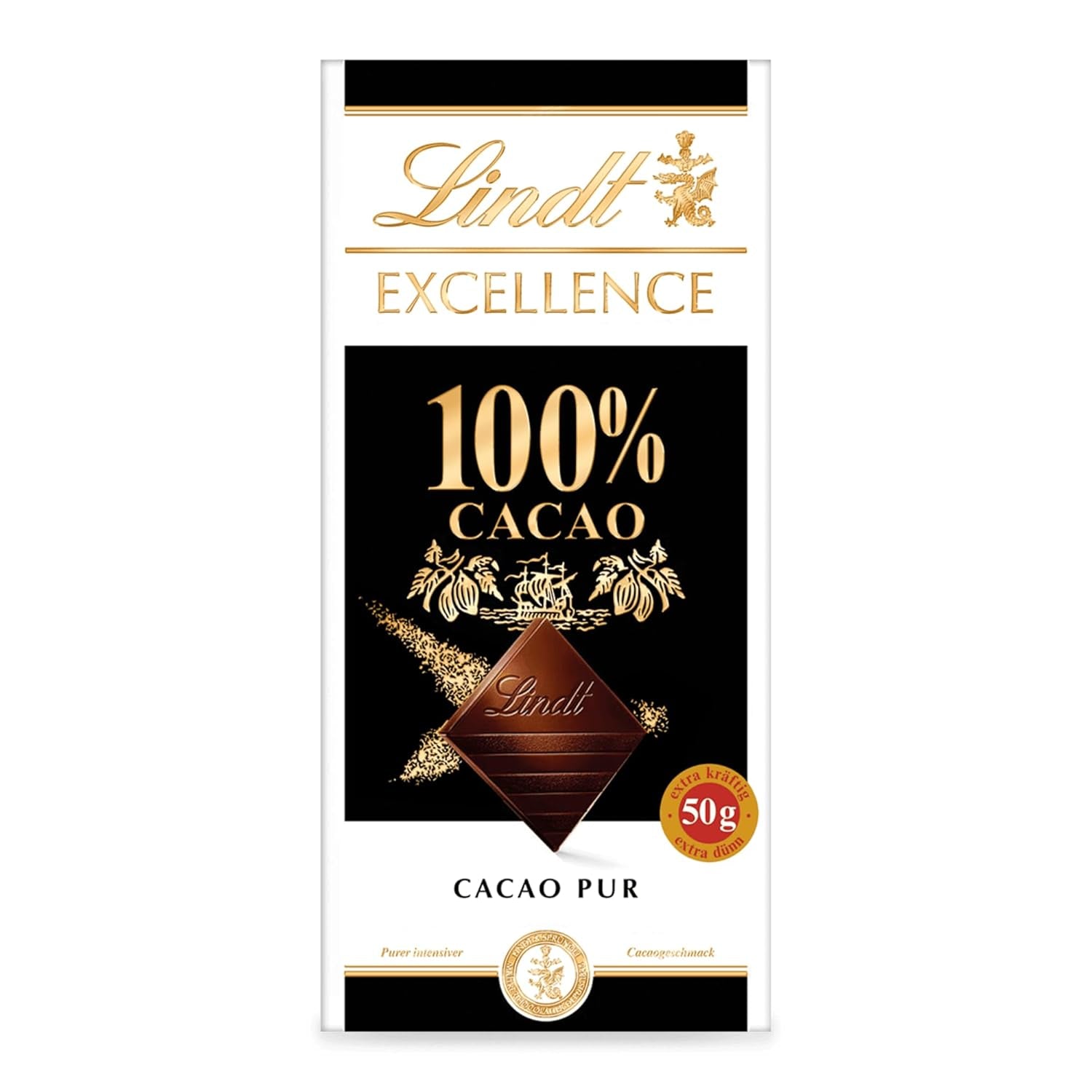 Lindt EXCELLENCE 100% cacao - cioccolato fondente, 50 grammi Cioccolatini Naty Shop Default Title