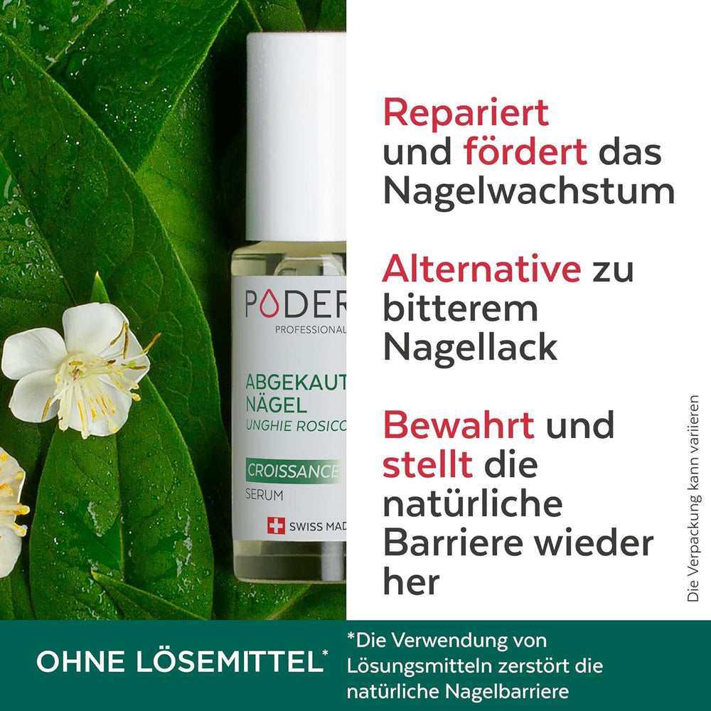 PODERM - STOP ARROSSAMENTO UNGHIE - Alternativa allo smalto amaro - Siero antistress naturale al 100% - Attiva la crescita - Adulti/Bambini - Prodotto in Svizzera