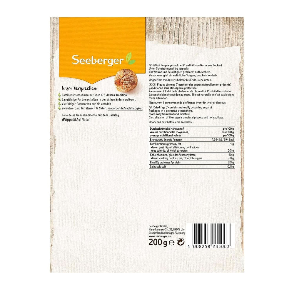 Seeberger Delikatess, Fichi secchi - dolci come il miele, 12 x 200 grammi Prodotti disidratati Naty Shop