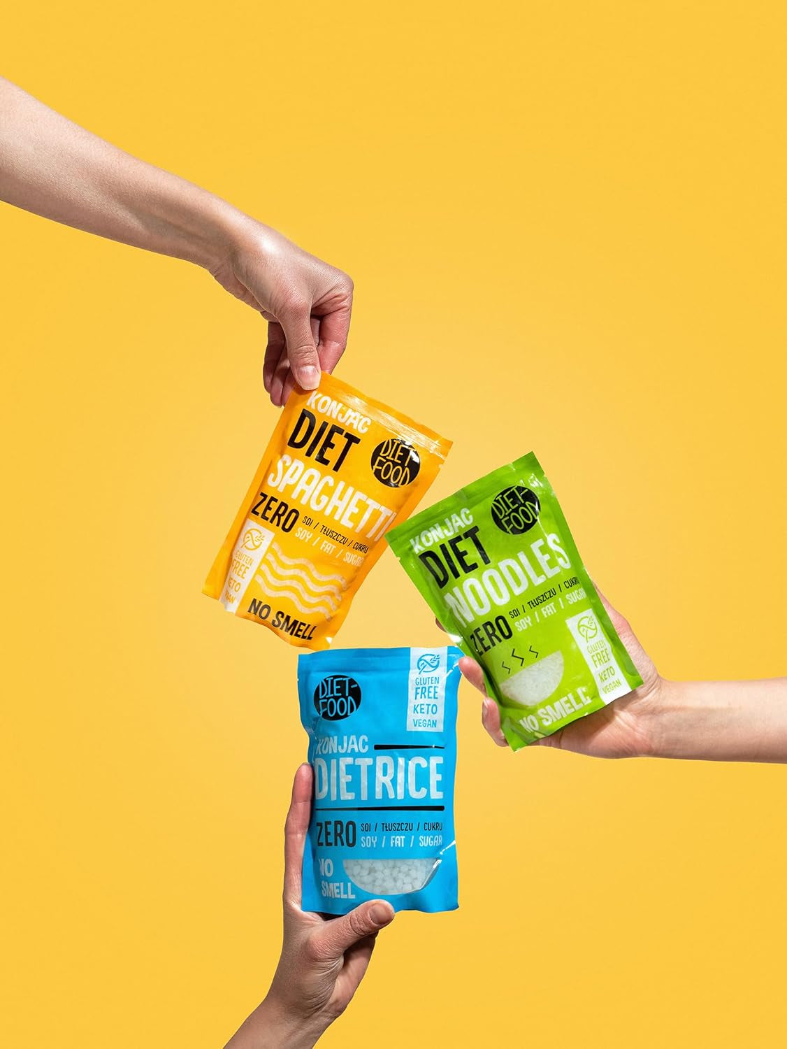 DIET-FOOD Riso Shirataki Konjac istantaneo, a basso contenuto di carboidrati, a basso contenuto calorico, vegano, senza grassi, senza soia, senza glutine, cheto friendly, spaghetti di riso dimagranti, 200 grammi