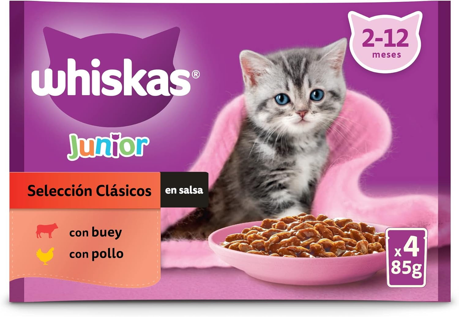 Hrană umedă pentru pisici Whiskas, Junior Classic, 13 x 4 x 85 g