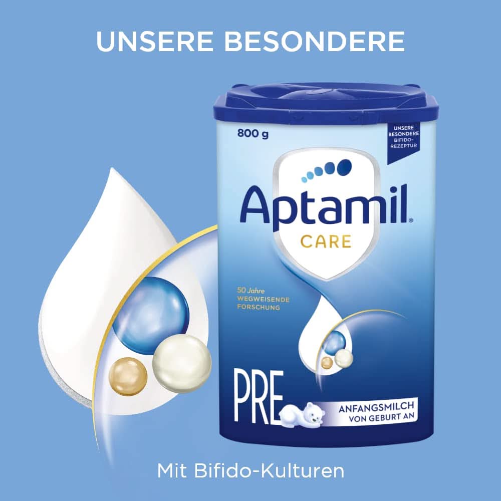 Aptamil Care PRE - Lapte inițial de la naștere, cu DHA, doar lactoză, fără ulei de palmier, mâncare pentru copii, lapte praf, 1x 800 g Mama si Copilul Naty Shop