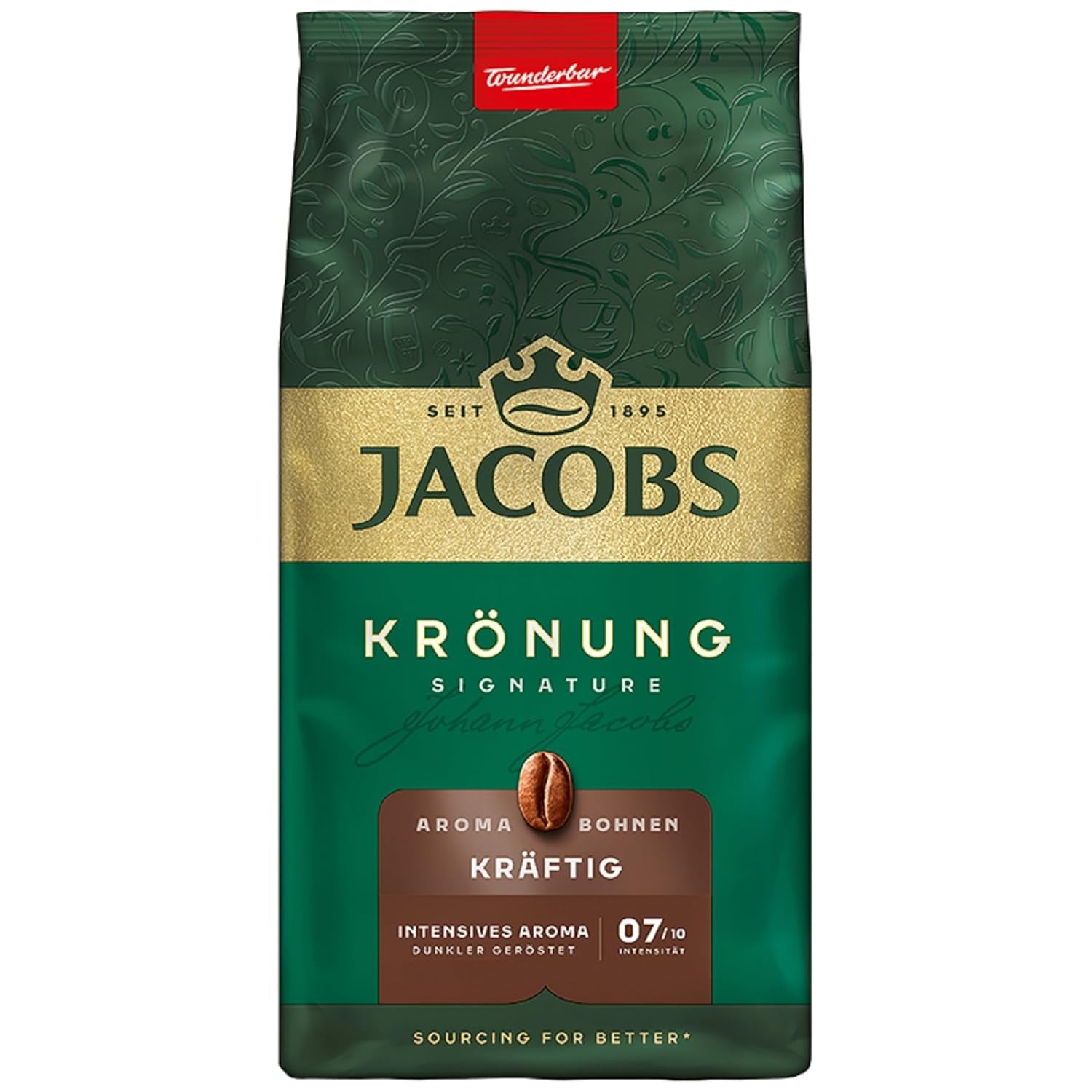 Jacobs Krönung Aroma Beans Classic, aromă completă, nuci, note citrice, boabe Arabica & Robusta, intensitate 6/10, ideal pentru cafeaua clasică Cafea Naty Shop 500 grame Krönung puternic