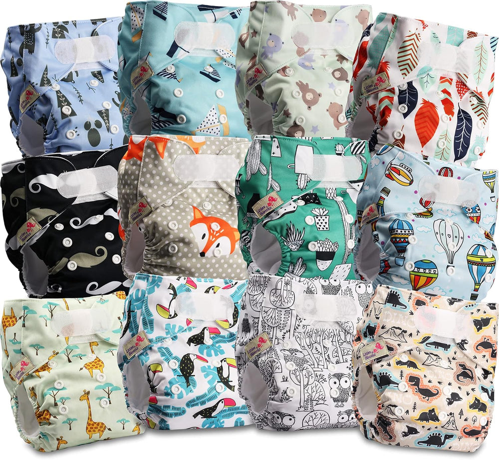 Pannolini riutilizzabili Littles and Bloomz FLV2-0602, chiusura standard con gancio e anello, 6 pannolini