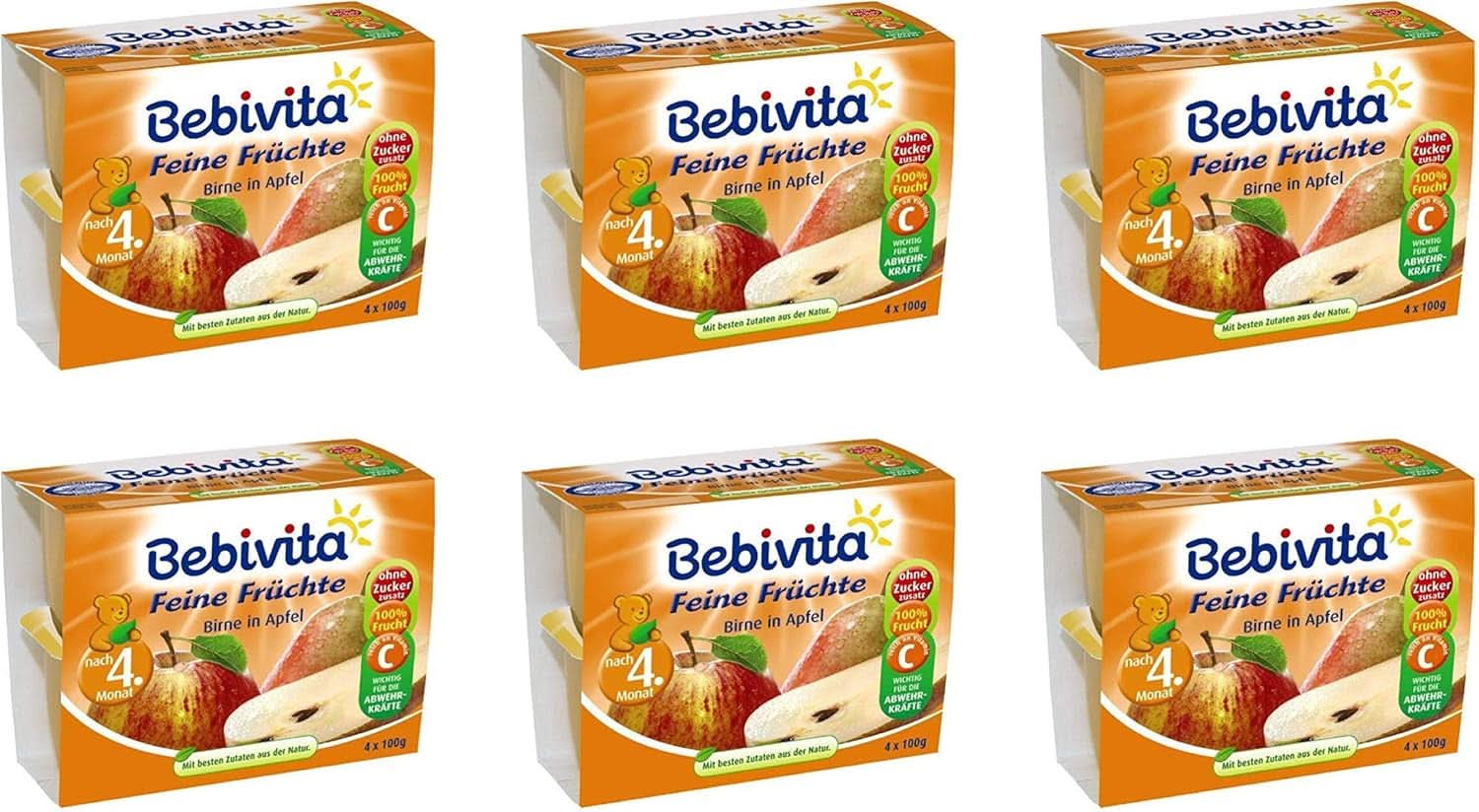 Fructe fine, zmeură în piure de măr-pere, pachet de 6 (6 x 4 x 100 g) Mama si Copilul Naty Shop Set de 6 ( 6 X 4 X 100 G ) Mere si Pere