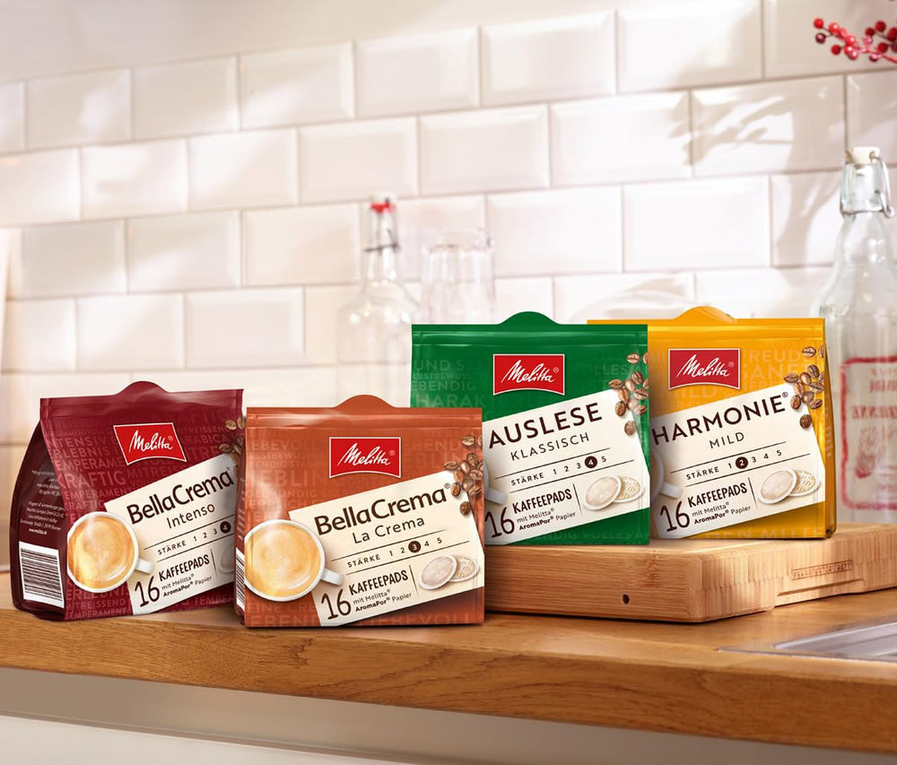 Melitta BellaCrema Intenso gemahlener Röstkaffee in Kaffee-Pads 10 x 16 Pads & Harmonie mild gemahlener Röstkaffee in Kaffee-Pads 10 x 16 Pads