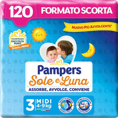 Pannolini Pampers Sun and Moon Midi, taglia 3 (4-9 kg), 120 pannolini