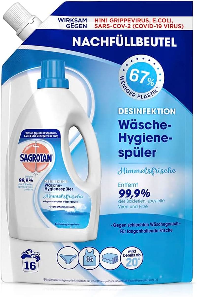 Sagrotan Detersivo per l'igiene del bucato Sky Fresh Ricarica - effetto disinfettante, per un bucato igienicamente pulito e fresco Detersivi per bucato Naty Shop