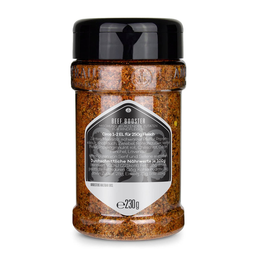 Ankerkraut Beef Booster, Rub Brisket e Bistecca Gewürz, Gewürzmischung für Fleisch, 230g in Streuer