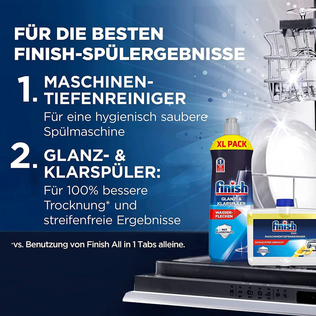 Finish Deep Machine Cleaner Citrus - detergent lichid pentru mașini împotriva calcarului și grăsimii pentru o mașină de spălat vase curată - pachet economic Naty Shop