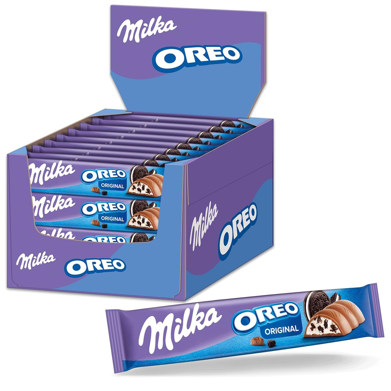 Tavolette di cioccolato Milka – Cioccolato al latte alpino con pezzi di biscotti al cacao e finissimo ripieno di crema al latte – 36 x 37g