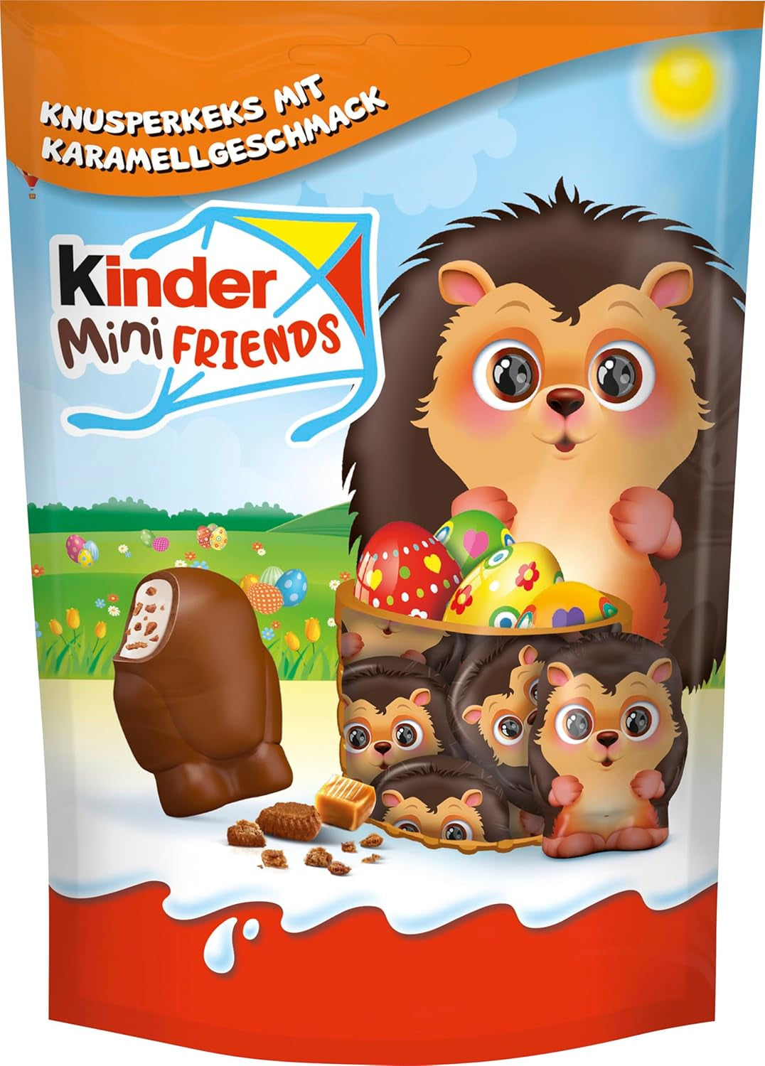 Kinder Mini Friends Biscotti Croccanti al Gusto Caramello 122g – Cioccolato al Latte con Biscotti e Ripieno al Latte – Figure di Pasqua – Cioccolato e Dolci di Pasqua – Regalo di Pasqua