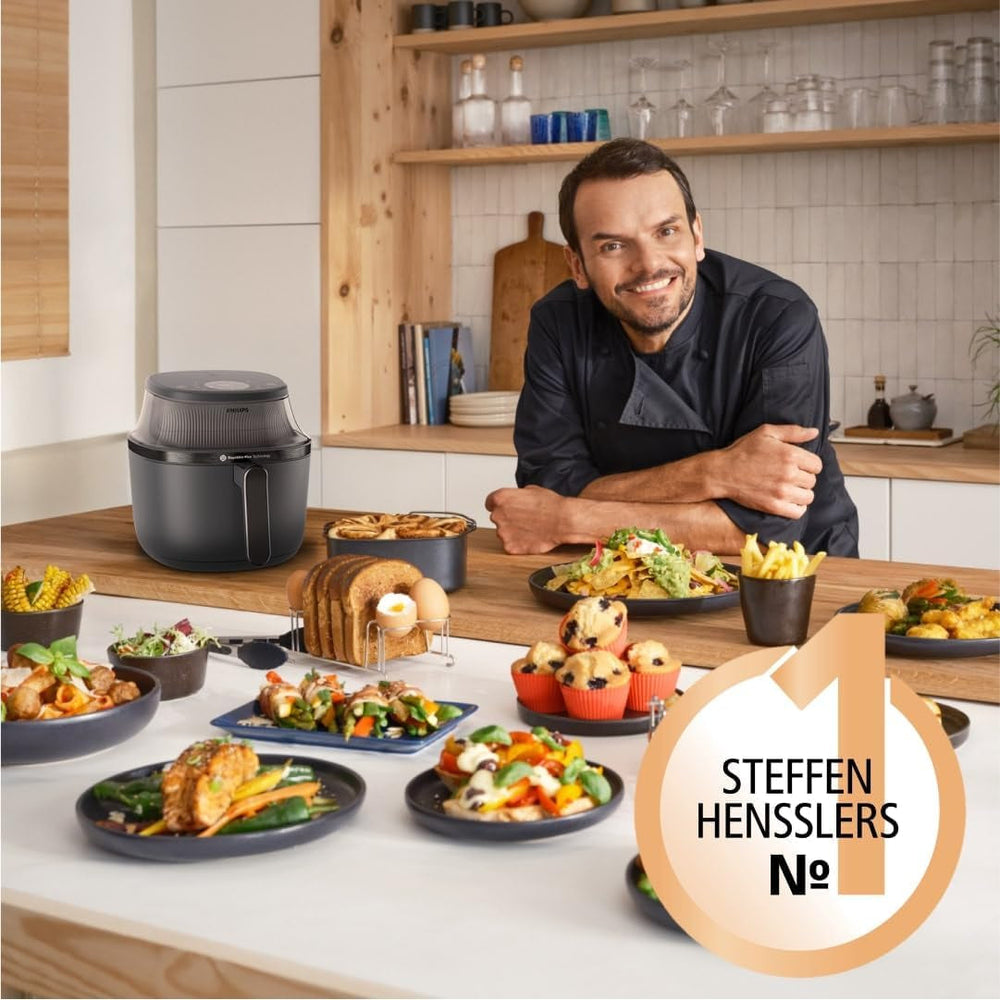 Philips Airfryer 3000 Series 6,2 L, Finestra di cottura, 16 funzioni di cottura in 1, Tecnologia Rapidair plus, Rimozione grasso, Applicazione ricette Homeid Appliances Naty Shop