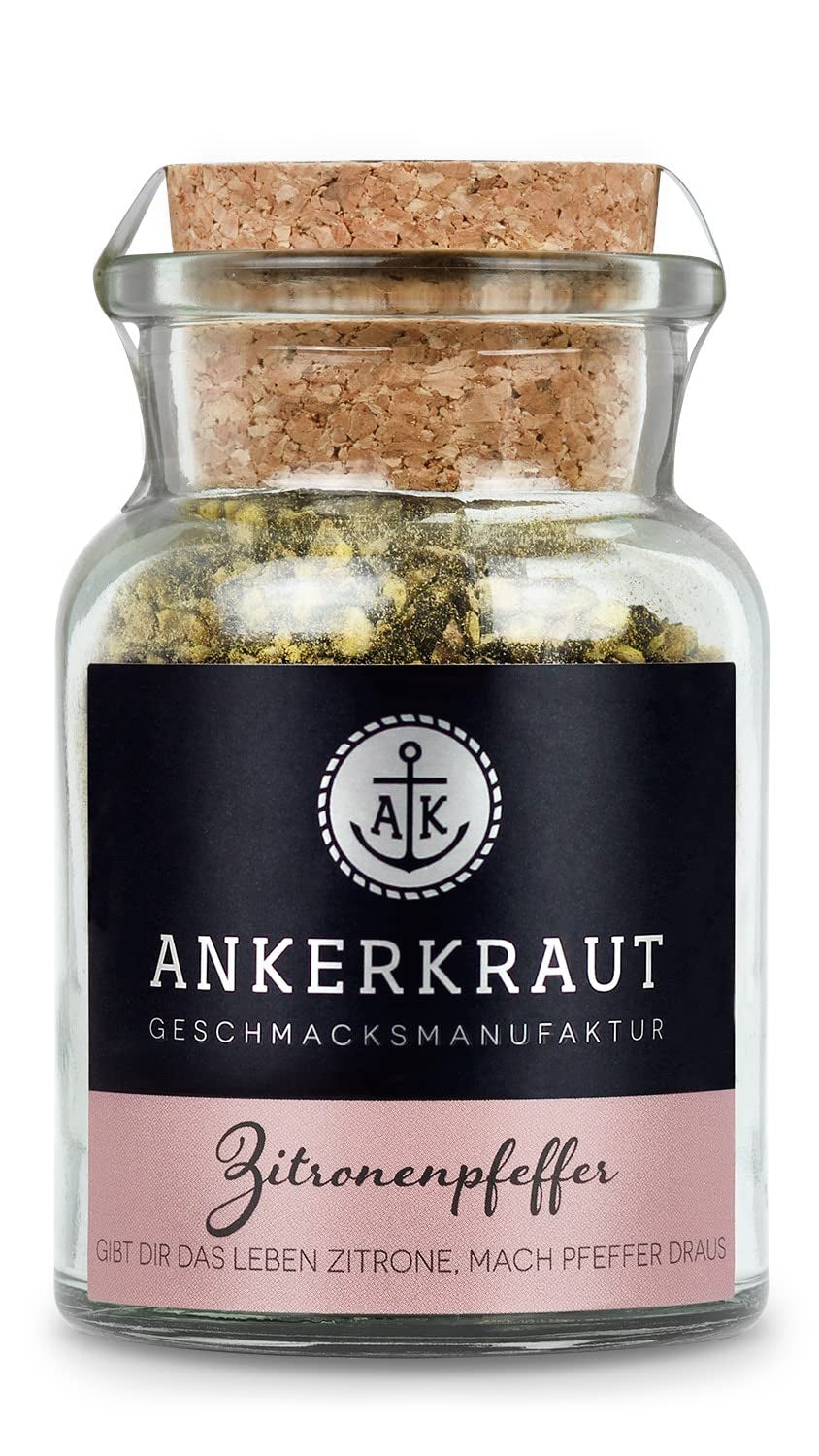 Ankerkraut Zitronenpfeffer, 85g in vetro di sughero, Pfeffer-Mischung Citrus Frische-Kick, Einfach Kochen mit Gesmack & Aroma
