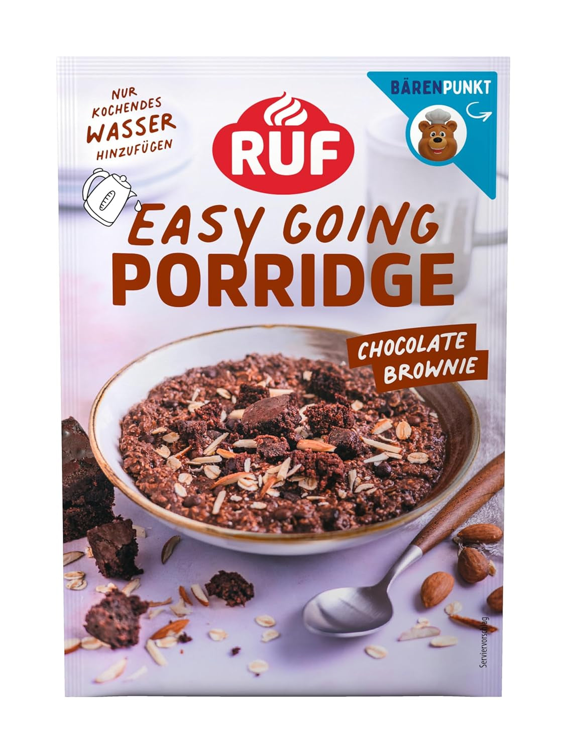 Farina d'avena istantanea RUF con fragole e vaniglia, un pasto estivo con avena pronto in 3 minuti, 1 busta x 65g