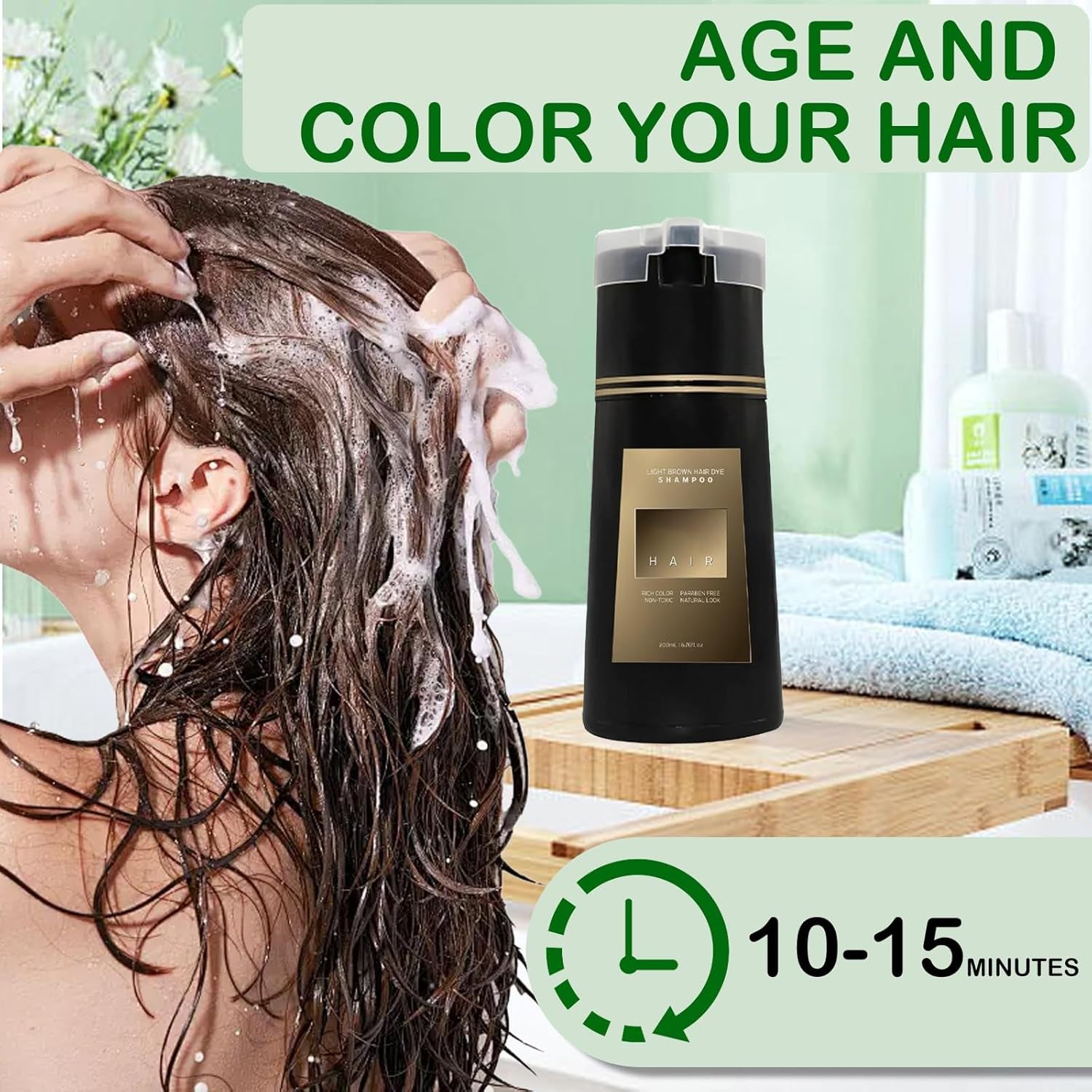 Șampon pentru vopsirea părului negru, culoare semipermanentă pentru părul gri Vopsea pentru par Naty Shop