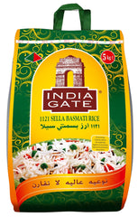 INDIA GATE Riso Sella Basmati, precotto (dall'India, a chicco lungo fine), aromatizzato, confezione sfusa - 1 confezione (1 x 5 kg)