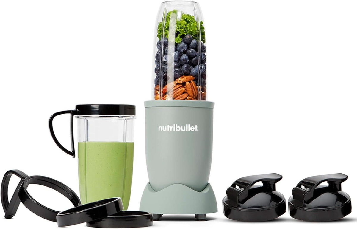Nutribullet Pro, 900 Watt Leistung, Einfach und Schnell in Der Anwendung, Kompakt, Leicht Zu Reinigen, Mit 700 Ml Becher, Smoothiemixer, Smoothie Maker, Elektrischer Mixer, NB904B, Schwarz Mother and Child Naty Shop Matt Jade Verpackung Mit Zubehör