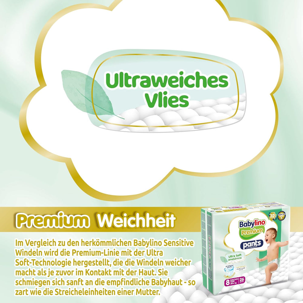 Pantaloni Premium taglia 8 con filtro ultra morbido, XXL (20+ kg), 26 pezzi