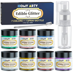 Glitter comestibil pentru bauturi, 4 grame Glitter Naty Shop Set 7 culori