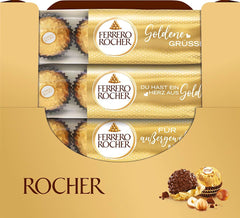 Ferrero Rocher - Specialità Praline alla Nocciola Croccanti e Cremose - Regalo di San Valentino per Lui e per Lei - 16 Confezioni da 4 Praline Individuali