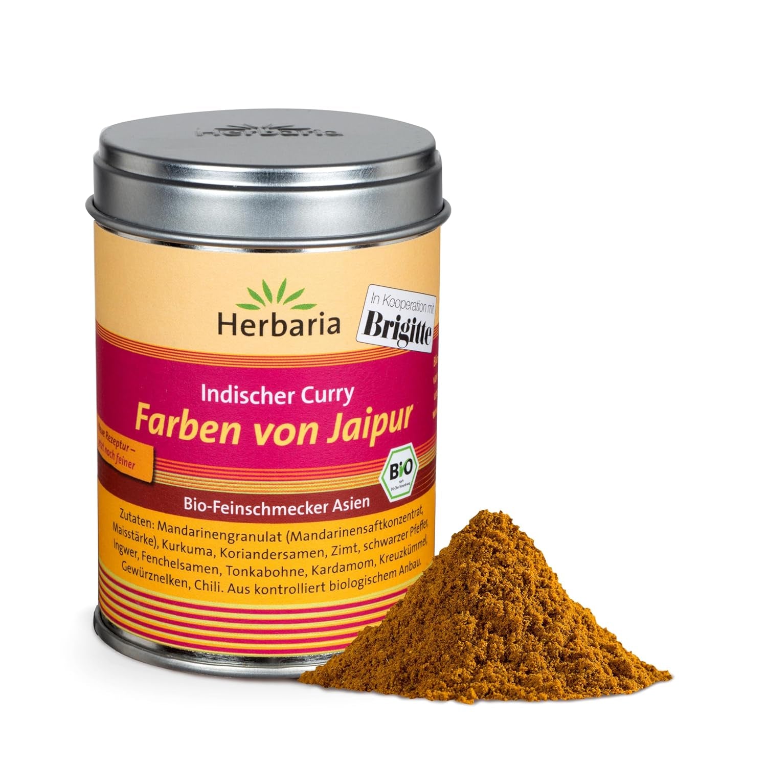 Herbaria Good Old Mild Curry bio 80g M-Dose – Currypulver, Currymischung - Bio-Gewürzmischung für klassische Curry-Spezialitäten z.B. Currywurst - ingrediente erlesenen in nachhaltiger Aromaschutz-Dose