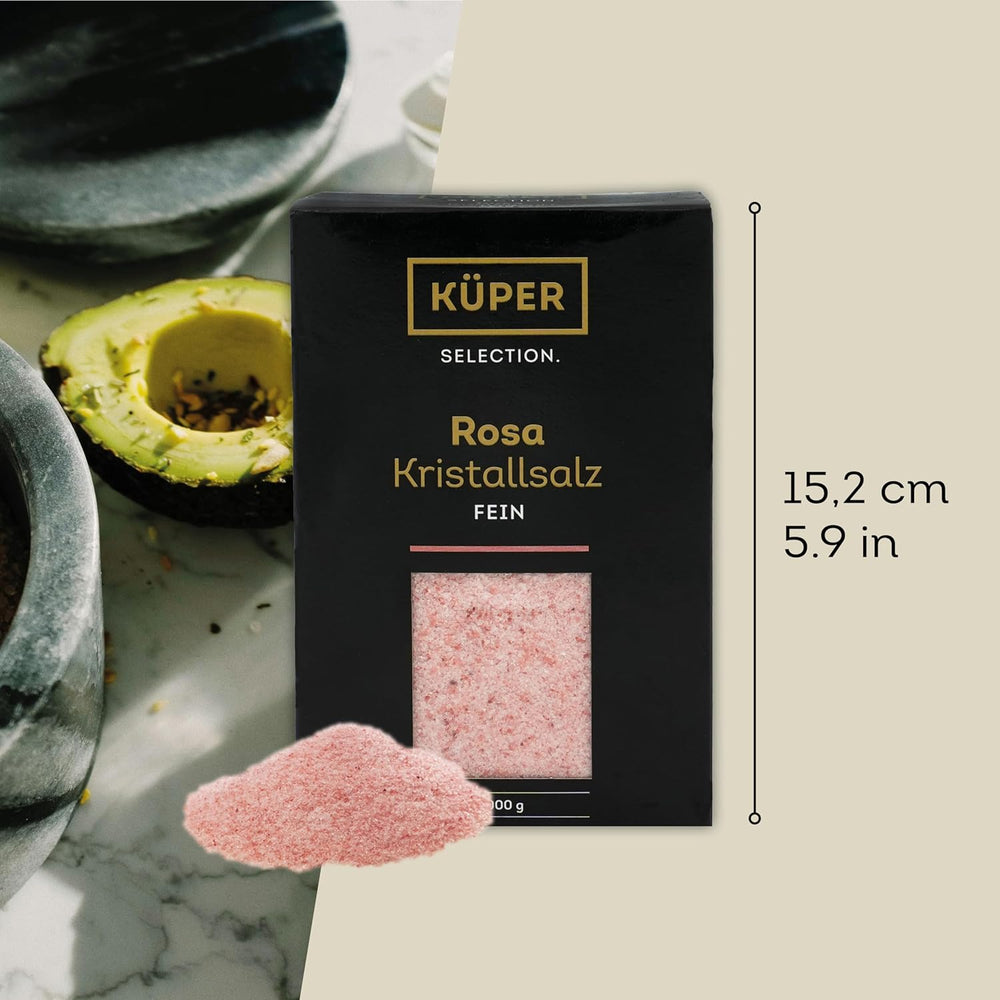 Küper Selection 1000g Kristallsalz rosa fein - rosa Speisesalz zum Würzen und Verfeinern - 100% sale naturale
