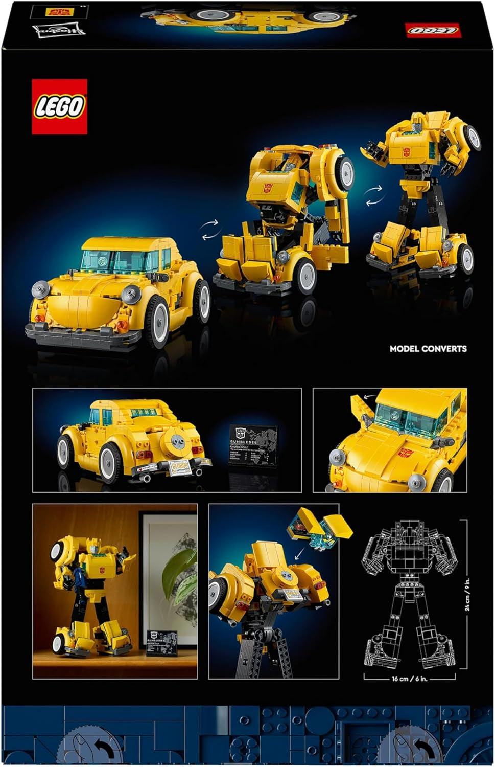 LEGO Icons Transformers Bumblebee, action figure robot da collezione per adulti, set da costruzione cinematografico per fan di fantascienza, trasformabile in un'auto, giocattolo avventuroso 10338 Set da costruzione Besuche den LEGO-Store