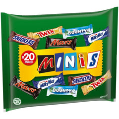 Confezione sfusa di mini cioccolato misto, 20 mini snack al cioccolato (Mars, Snickers, Bounty, Twix, Milky Way), come caramelle, regalo di cioccolato, scatola di caramelle, 400 g