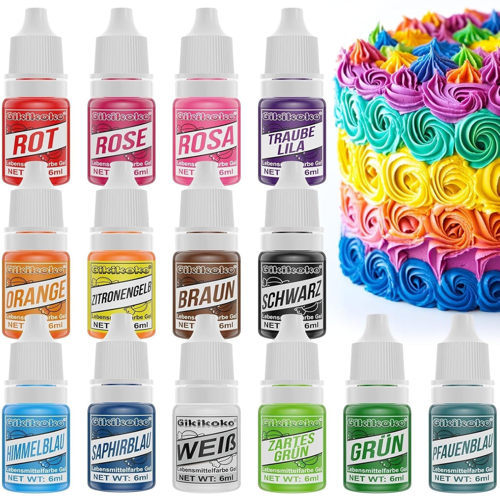 Coloranti alimentari lichizi sau gel, diverse marimi si culori Naty Shop Set 14 x 6 ml Gel