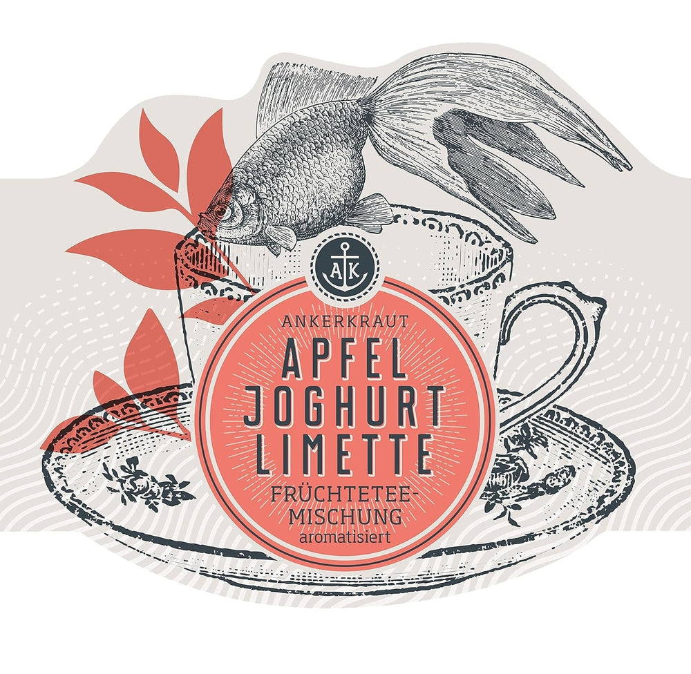 Ankerkraut Ceai de fructe cu aromă de mere, iaurt și lămâie verde, ceai de fructe vrac, 140 g în borcan de plută