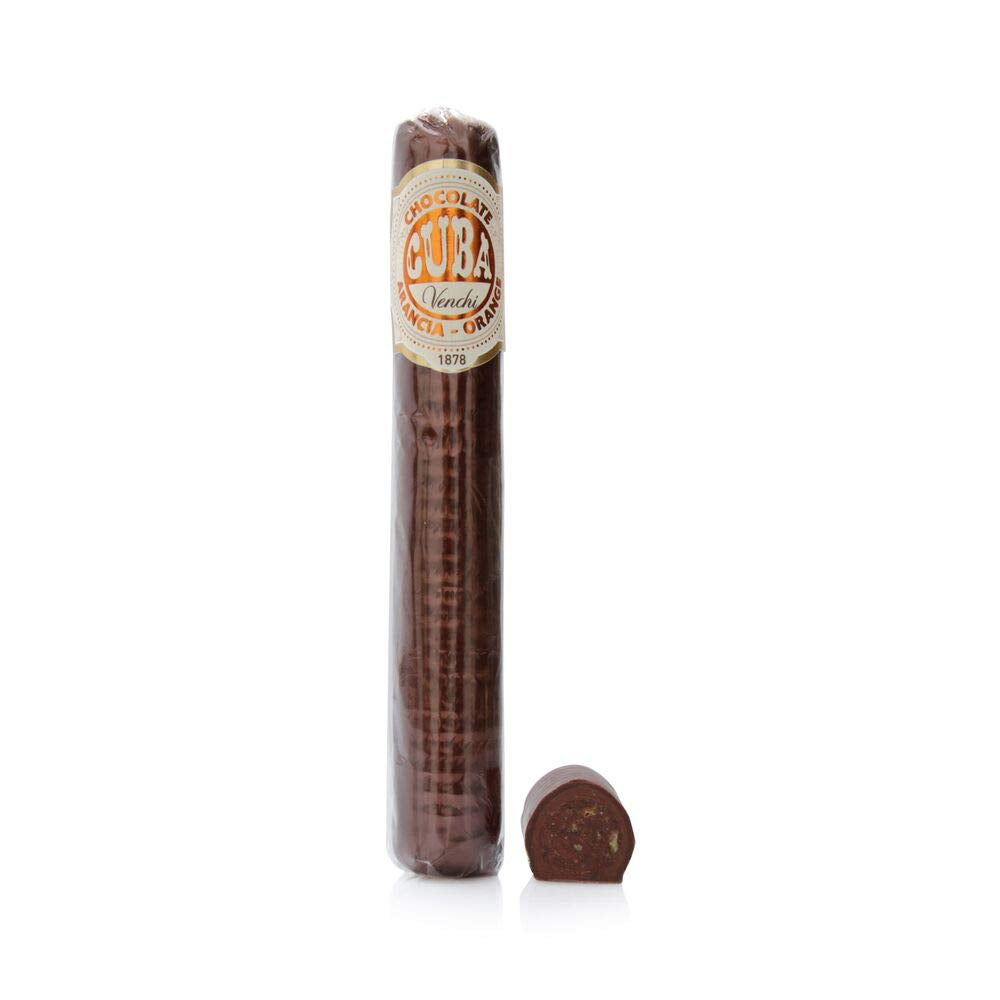 Venchi - Trabuc din ciocolată cu lapte și ciocolată neagră 56% cu coajă de portocală siciliană confiată, 100 g, fără gluten, fără coloranți și fără conservanți