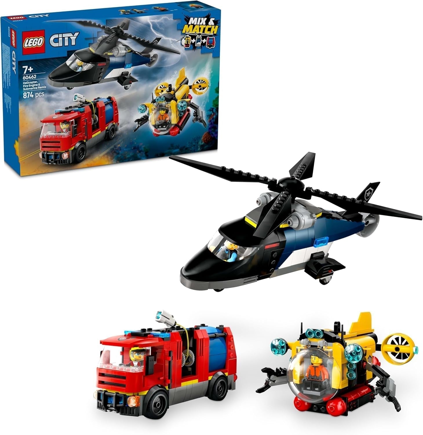 Set combinato elicottero, auto dei leoni e sottomarino LEGO City e 3 minifigure - veicoli giocattolo costruibili per ragazzi e ragazze a partire da 7 anni - regalo di compleanno e di festa 60462 Set da costruzione Besuche den LEGO-Store Titolo predefinito