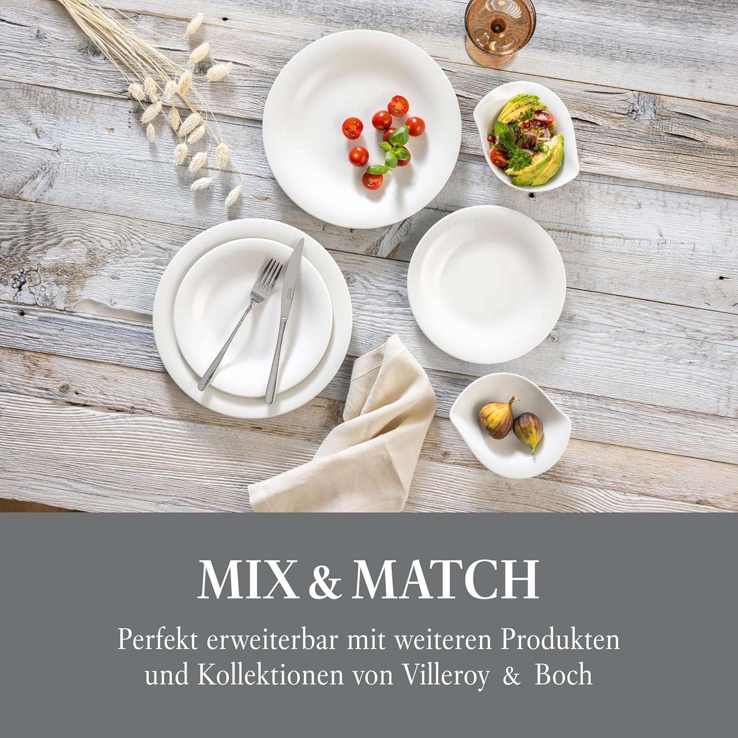 vivo - Villeroy & Boch Group – Essential White Dinner Set 18 tlg. Weiß, Spülmaschinenfest, Mikrowellensicher, Geschirr Set für 6 Personen, Müslischalen, Speiseteller, Dessertteller, Premium Porzellan