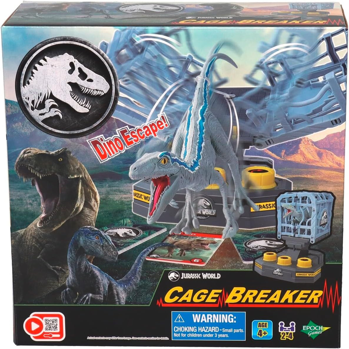 EPOCH Games, Jurassic World - Cage Breaker, 7523, Jucărie Dinozaur, Joc de Societate pentru Copii cu Vârsta de 4 Ani și Peste