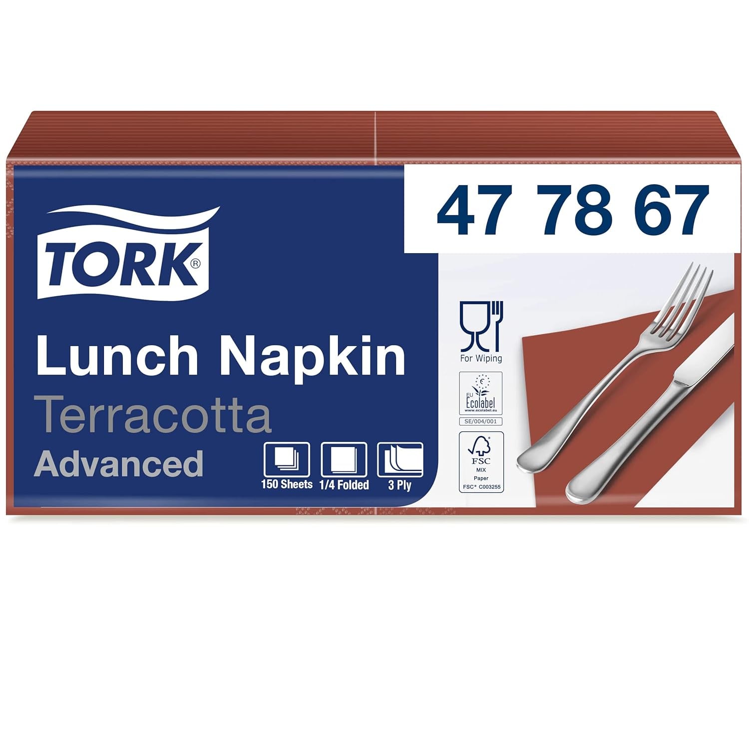Tork 477861 Șervețele de prânz moi roșii / Șervețele de hârtie absorbante din 3 straturi de culoare roșie / Versatile / Calitate avansată / 10 X 150 (1500) șervețele / 32,6 X 33 Cm (L X l) / 1/4 pliere