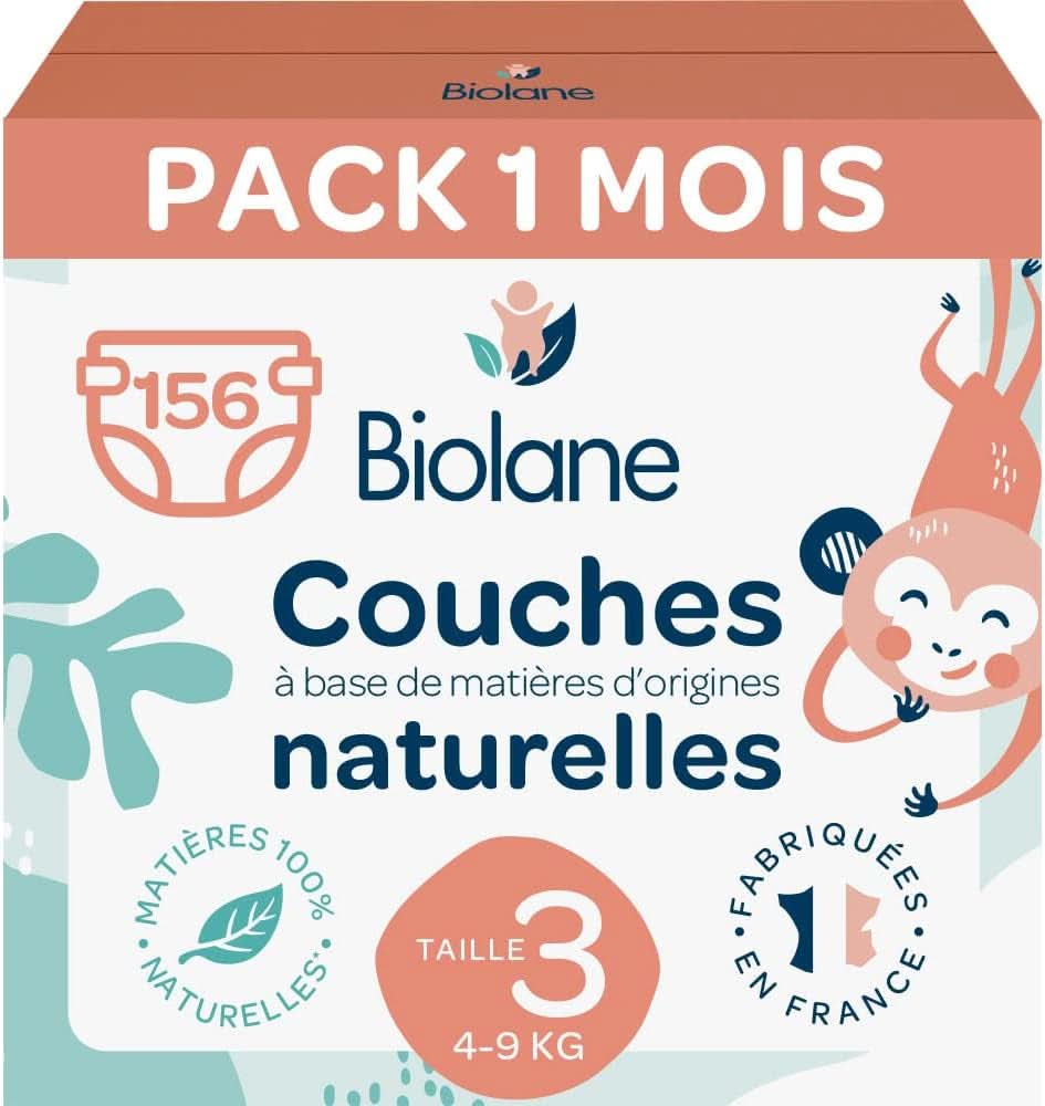 Scutece Biolane pentru piele sensibila - deosebit de absorbanta, fara scurgeri, 12 ore uscate, diverse marimi Mama si Copilul Naty Shop Mărimea 3 (156 scutece)