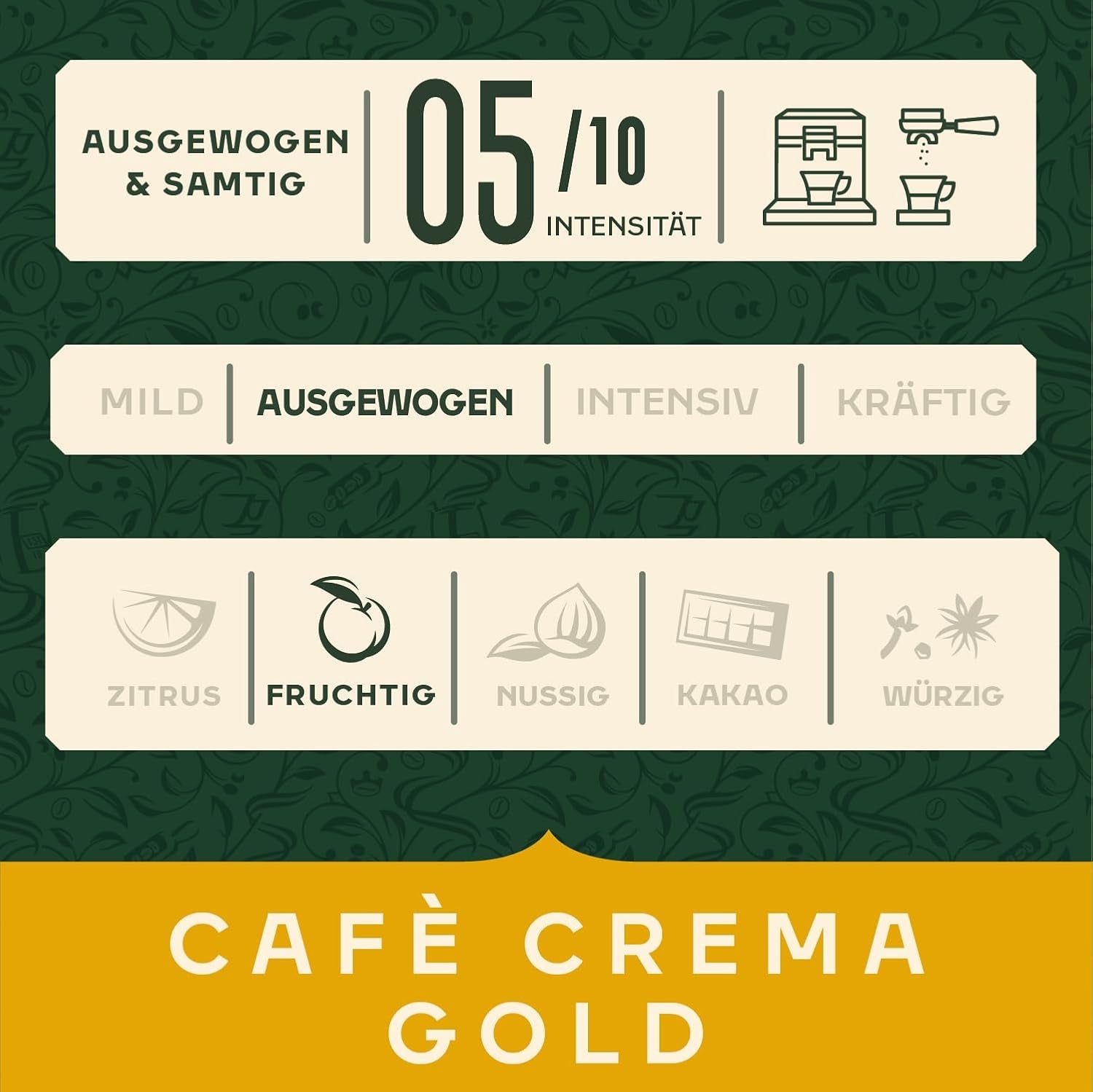 Jacobs Café Crema Gold Chicchi di caffè 1Kg – Vollmundig, Aromatisch, Note fruttuose, Arabica e Robusta in grani, Intensità 5/10, Ideale per Café Crema Naty Shop