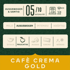 Jacobs Café Crema Gold Chicchi di caffè 1Kg – Vollmundig, Aromatisch, Note fruttuose, Arabica e Robusta in grani, Intensità 5/10, Ideale per Café Crema Naty Shop