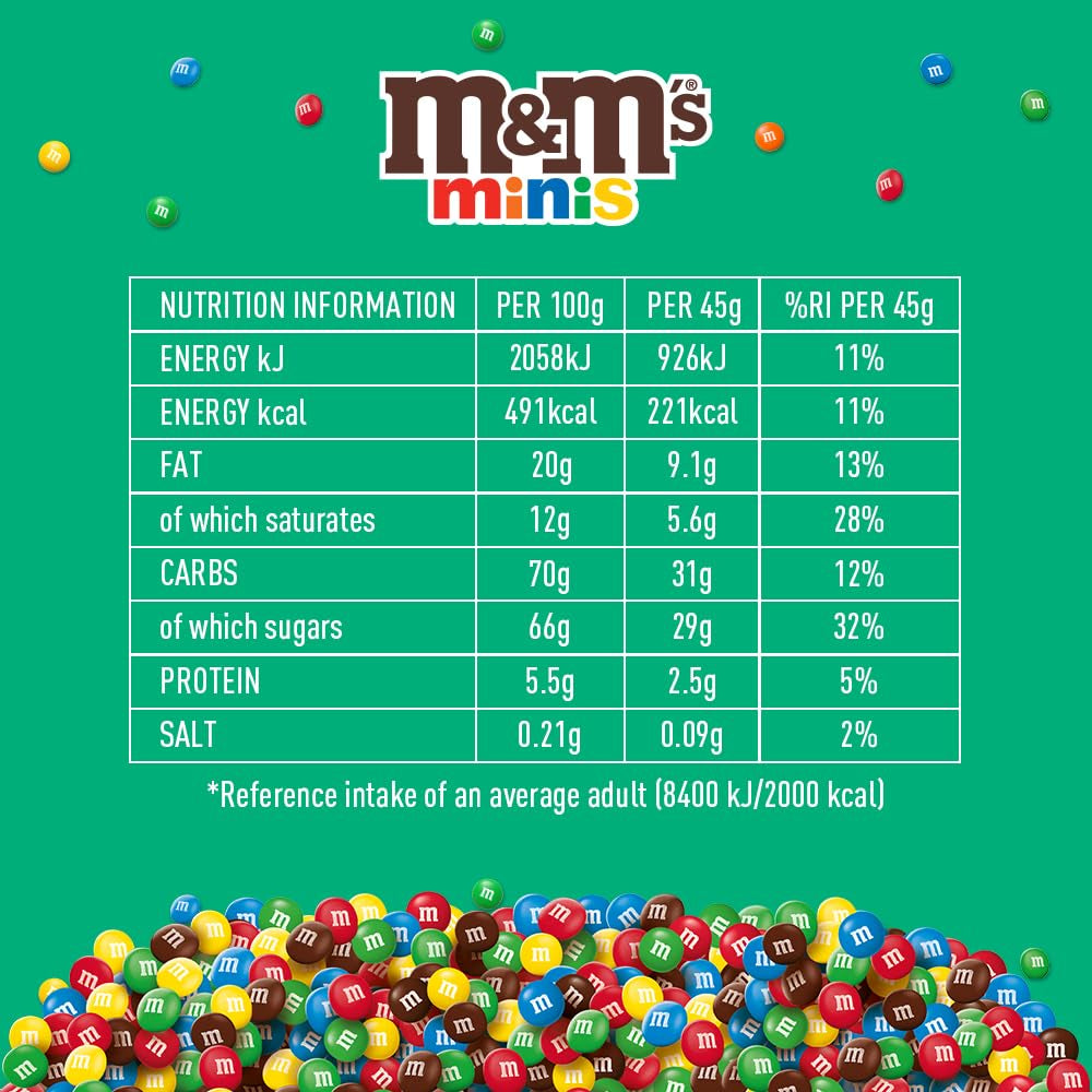 M&M's Chocolate Minis, Cioccolato, 1 x 324 g, Lenticchie al cioccolato (324 g) (Confezione da 2)