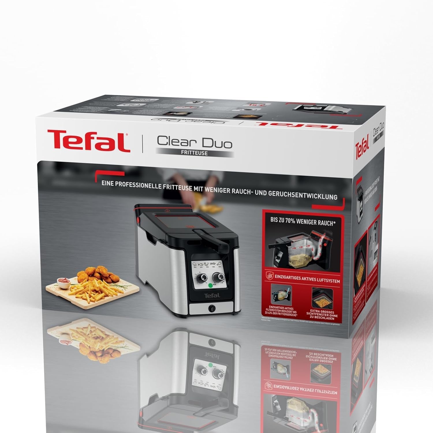 Friggitrice Tefal FR600D Clear Duo, frigge con meno fumo e odori, capacità 1,2 kg, termostato, timer, ampia finestra di visualizzazione senza nebbia Elettrodomestici Naty Shop
