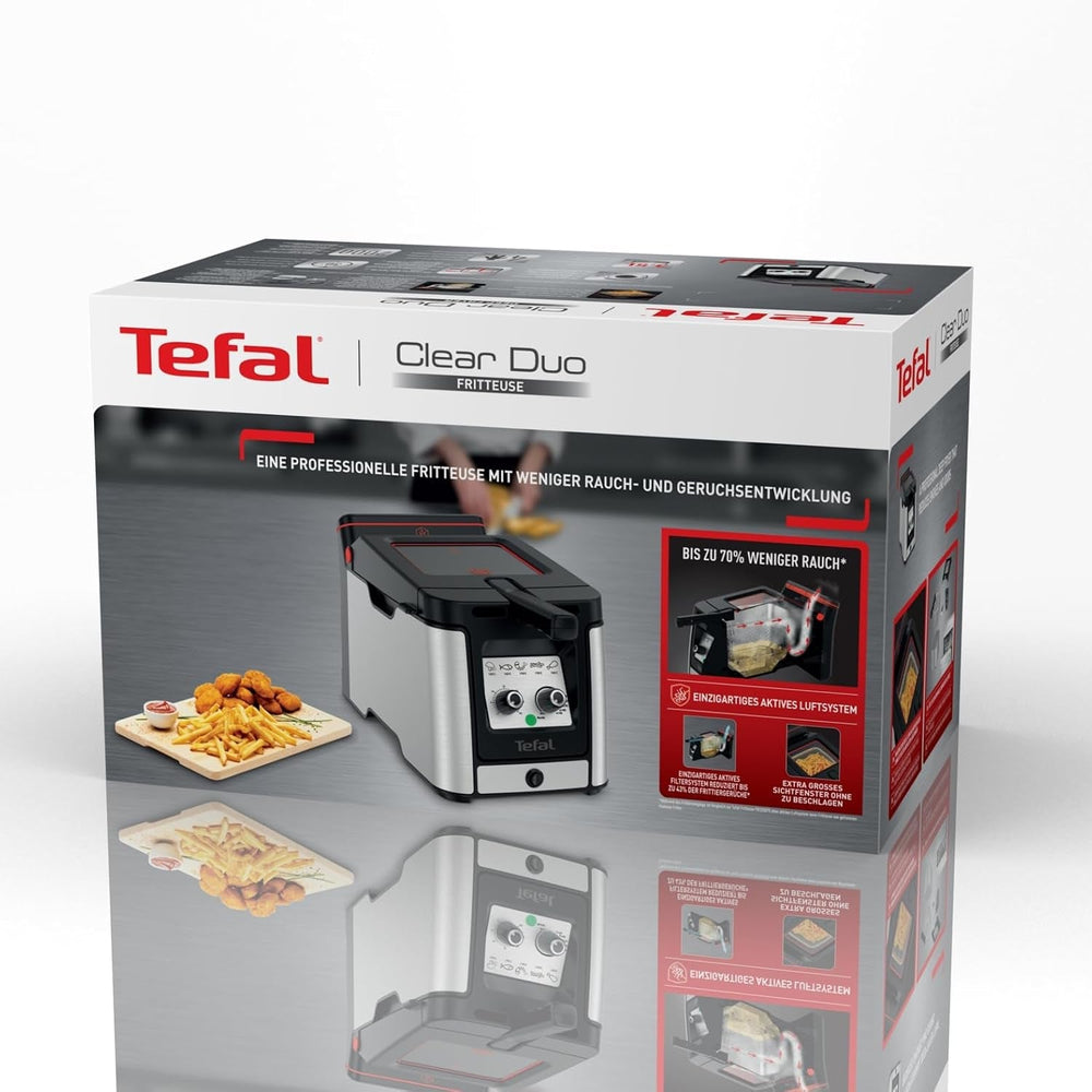 Friggitrice Tefal FR600D Clear Duo, frigge con meno fumo e odori, capacità 1,2 kg, termostato, timer, ampia finestra di visualizzazione senza nebbia Elettrodomestici Naty Shop