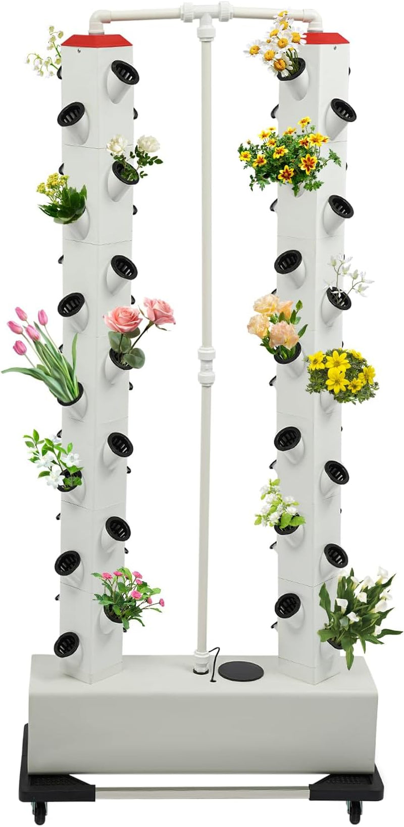 Sistema idroponico a 56 fori a 7 livelli Sistema di coltivazione fuori suolo Kit di coltivazione Torre aeroponica Sistema di coltivazione idroponica con pompa di idratazione Adattatore timer Letto di coltivazione e vaso in rete