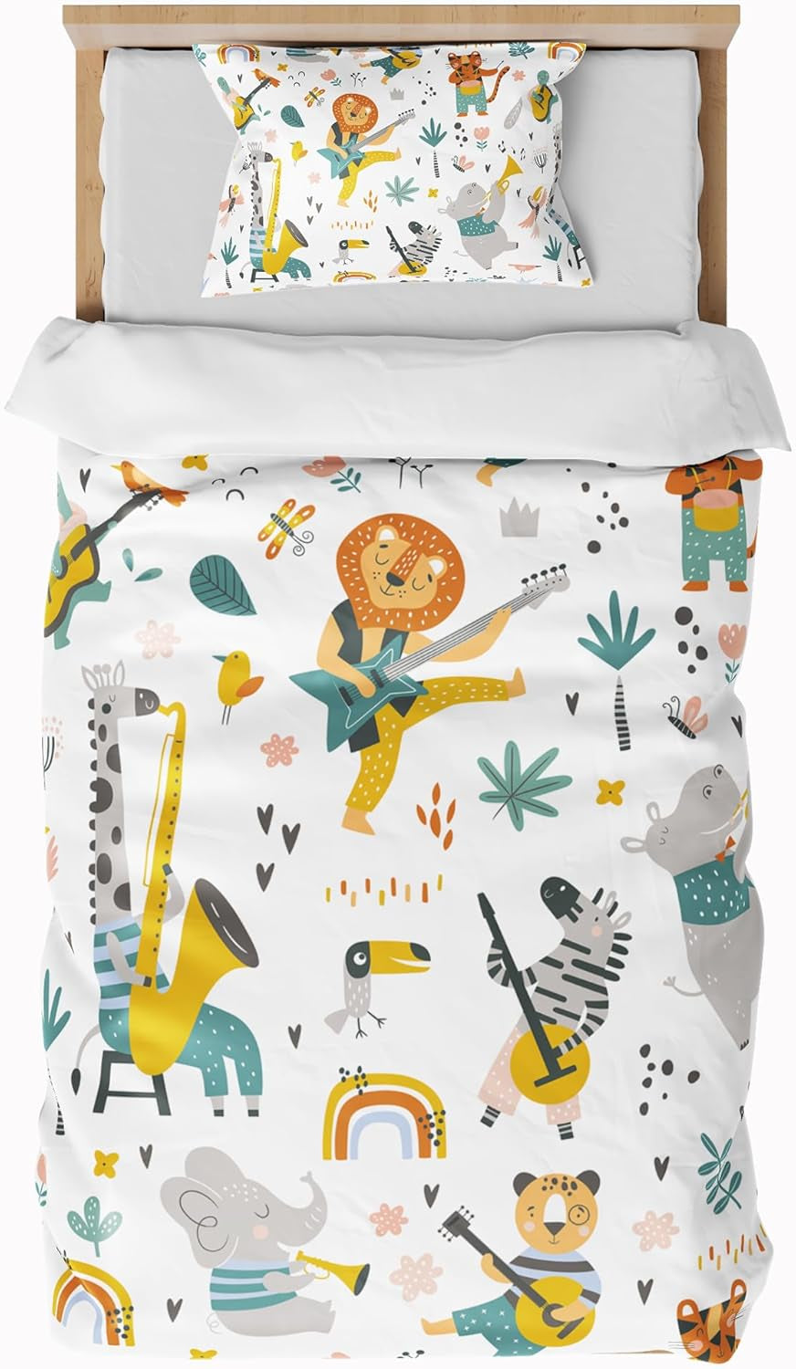 Biancheria da letto per bambini, ragazzi, vari modelli, con cerniera, in microfibra di poliestere Biancheria da letto - bambini Naty Shop Animali 100X135 Cm + 40X60 Cm