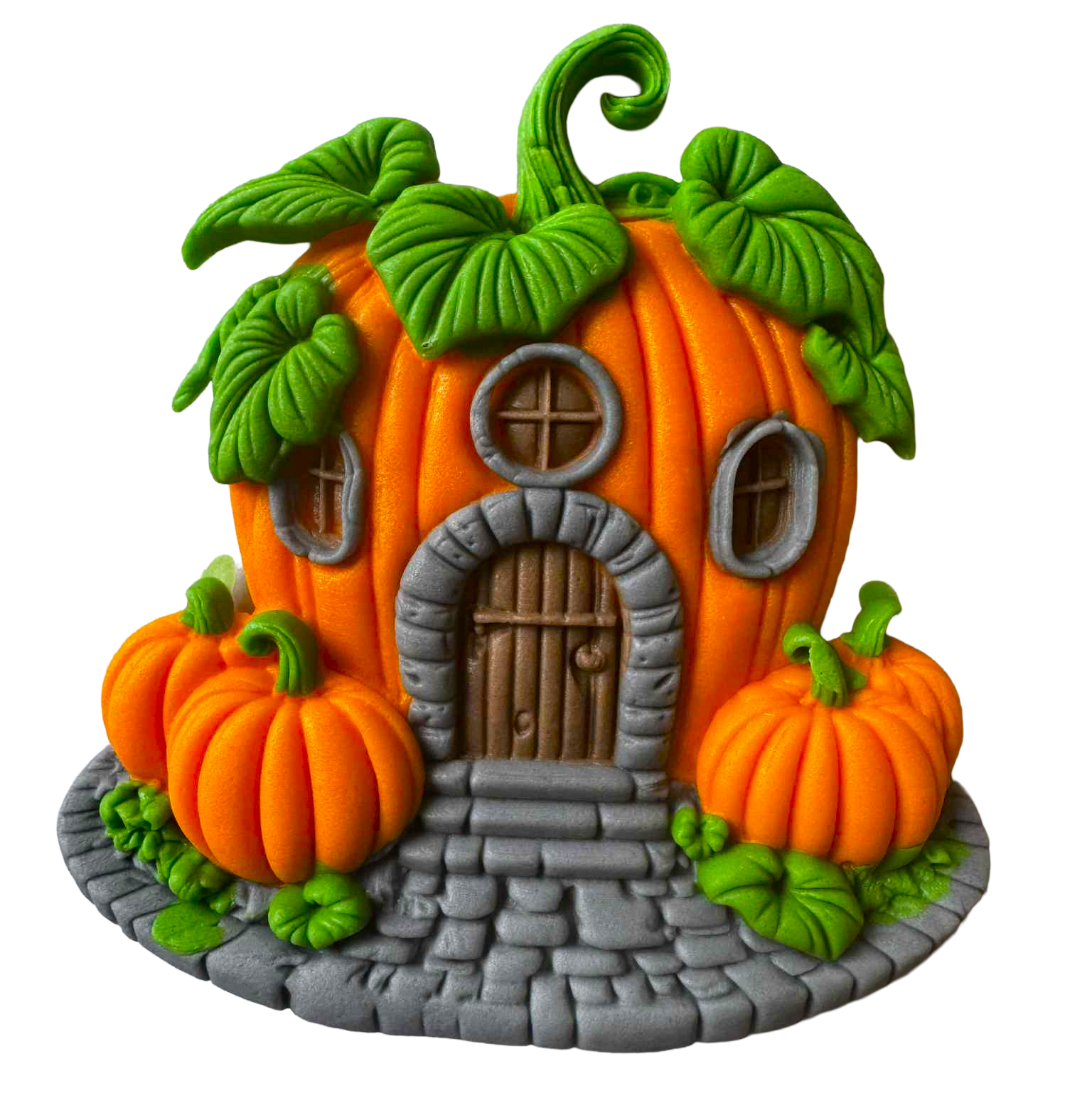 Decorazione commestibile autunnale per torta – zucca con texture realistica in pasta di zucchero