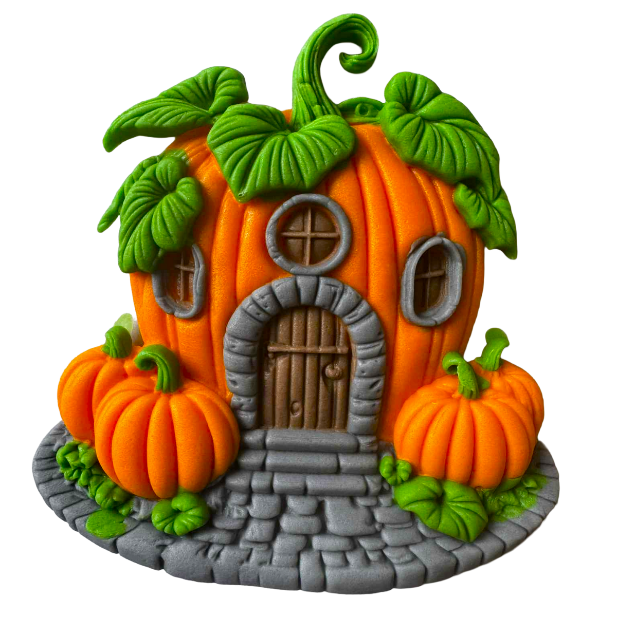 Decorazione commestibile autunnale per torta – zucca con texture realistica in pasta di zucchero