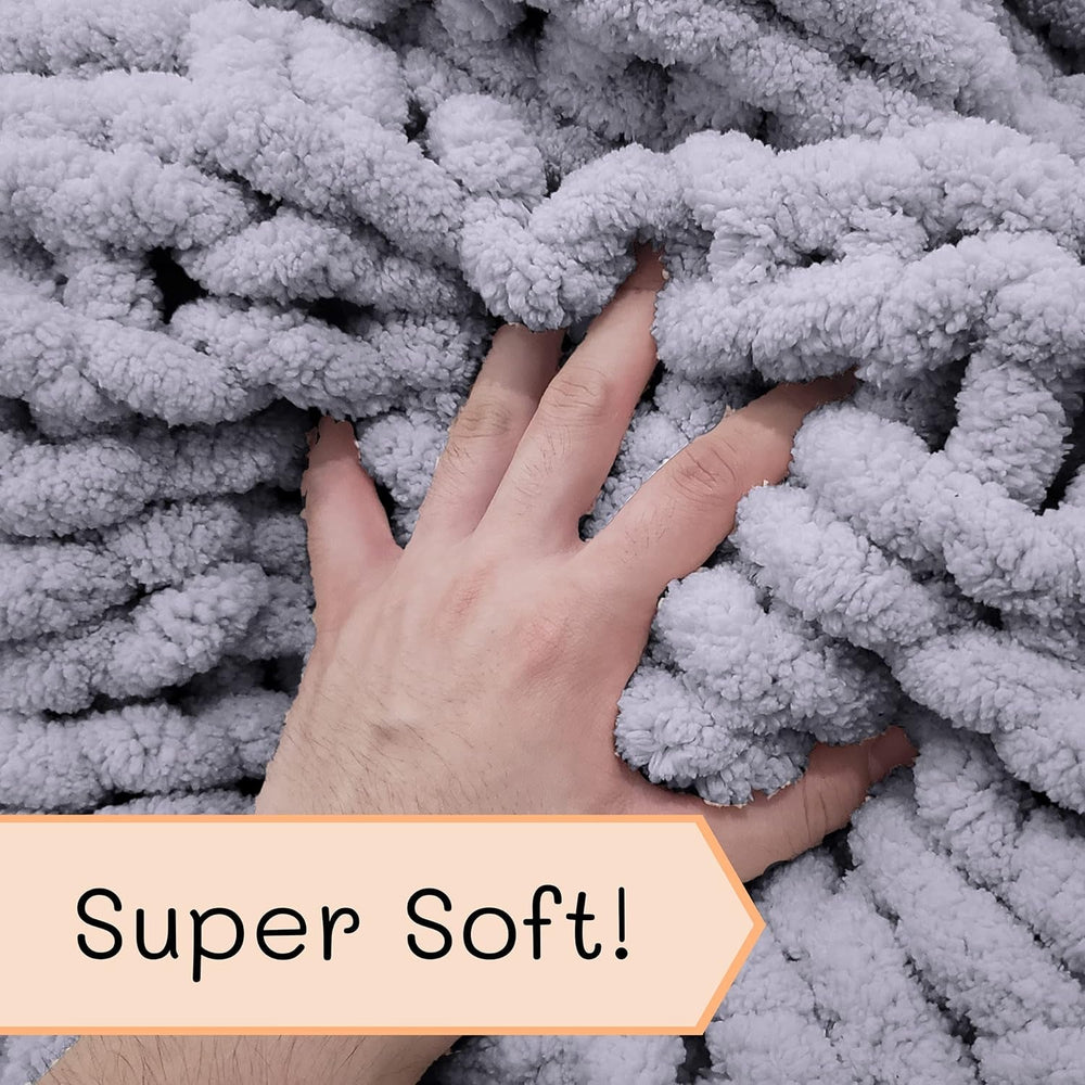 Coperta a maglia grossa, plaid, 100% lavorata a mano con filato di ciniglia jumbo (127 X 152,4 cm, grigio lilla) Letti e coperte Adyrescia