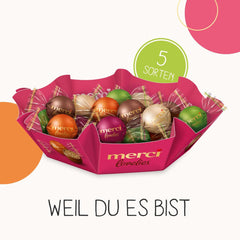 merci lovelies Classic – 1 x 185g – Scatola di praline con 5 specialità di cioccolato ripiene – Palline di cioccolato da condividere e regalare